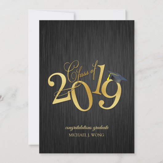 Elegant zwart en goud Klasse van 2019 afstuderen Kaart (Voorkant)