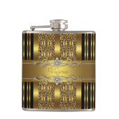 Elegant zwart en goud luipaard heupfles (Voorkant)