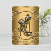 Elegant zwart en goud luipaardschoen verjaardagsfe kaart (Staand voorkant)