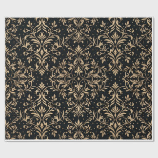 Elegant Zwart en Goud Luxe Arabesk Cadeaupapier