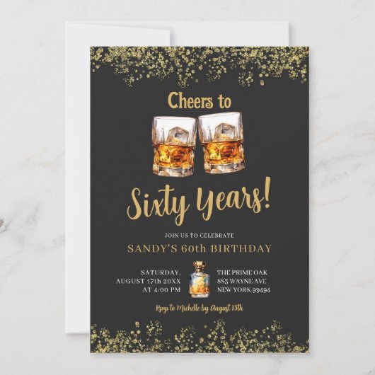 Elegant Zwart en Goud Man Volwassene Elke Leeftijd Kaart (Voorkant)