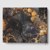 Elegant zwart en goud marmeren bruiloft gastenboek (Achterkant)