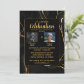 Elegant zwart en goud marmeren verjaardagsfeest kaart (Staand voorkant)