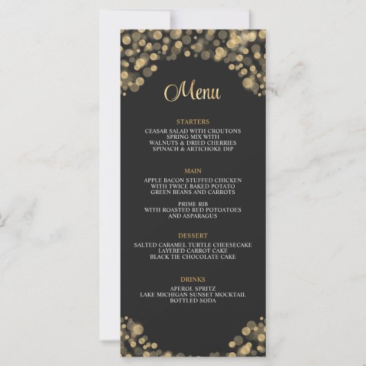 Elegant Zwart en Goud Menu (Voorkant)