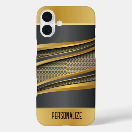 Elegant zwart en goud metallic mesh ontwerp Case-Mate iPhone case (Achterkant)