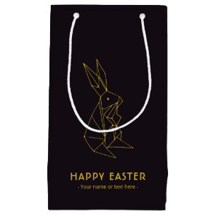 Elegant zwart en goud minimalistische paashaas klein cadeauzakje