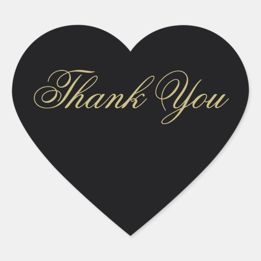 Elegant zwart en goud Monogram dank u Hart Sticker (Voorkant)