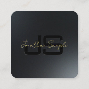 Elegant zwart en goud monogram Initiaal Letter Vierkante Visitekaartje