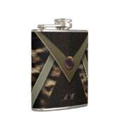 Elegant zwart en goud monogram luipaard heupfles (Rechts)