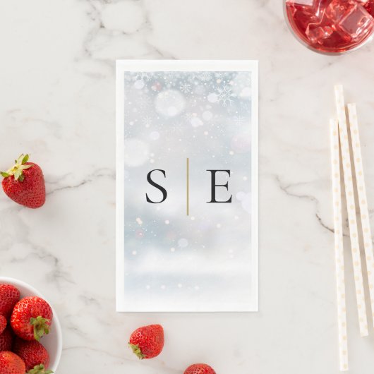 Elegant zwart en goud Monogram Winter Servet (Insitu)