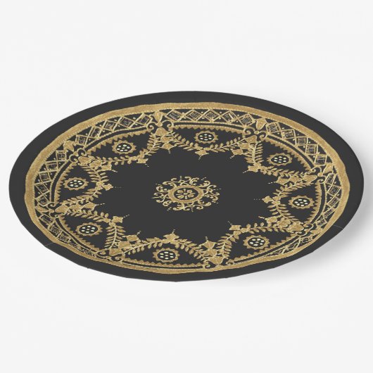 Elegant zwart en goud ontwerp papieren bordje (Gekanteld)