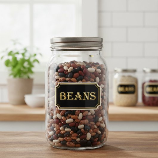 Elegant zwart en goud pantry label