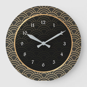 Elegant zwart en goud patroon grote klok
