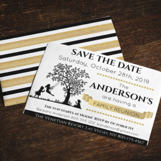 Elegant Zwart en Goud Save the Date Familiereünie Kaart