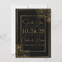 Elegant zwart en goud Save the Date Kaart
