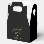 Elegant Zwart en Goud Script Afstuderen Afstuderen Bedankdoosjes (Geopend)