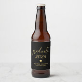 Elegant Zwart en Goud Script Afstuderen Afstuderen Bier Etiket (Voorkant)