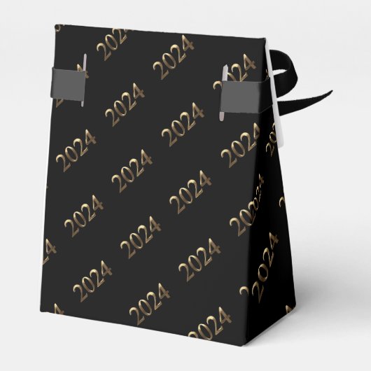 Elegant Zwart en Goud Script Gelukkig Nieuwjaar 20 Bedankdoosjes (Achterkant)