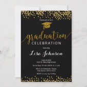 Elegant zwart en goud Sparkle Glitter Afstuderen Kaart (Voorkant)