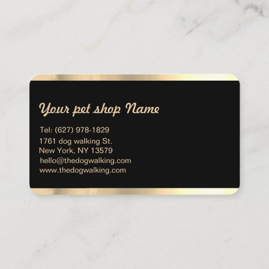 Elegant Zwart en Goud Sparkle Pet Groomer Visitekaartje (Achterkant)