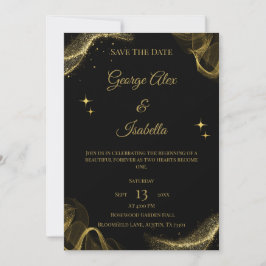 Elegant zwart en goud Sparkle Save the Date Kaart