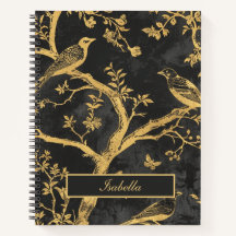 Elegant zwart en goud spiraal Notitieboek