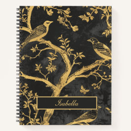 Elegant zwart en goud spiraal Notitieboek