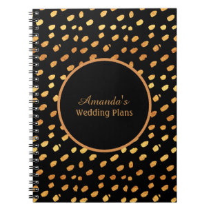 Elegant zwart en goud trouwplannen journaal notitieboek