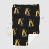 Elegant Zwart en Goud Verjaardagspatroon Golfhanddoek (Insitu)