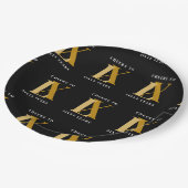 Elegant Zwart en Goud Verjaardagspatroon Papieren Bordje (Gekanteld)