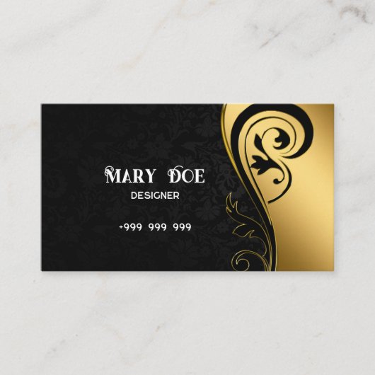 Elegant zwart en goud visitekaartje (Voorkant)