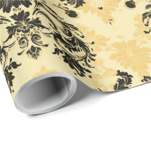 Elegant zwart en gouden Frans patroon Cadeaupapier
