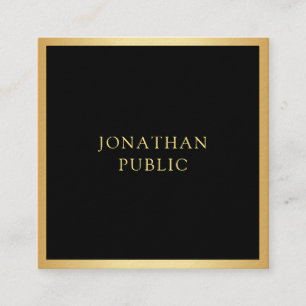 Elegant zwart en gouden moderne Sjabloon eenvoudig Vierkante Visitekaartje