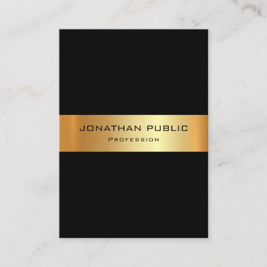 Elegant zwart en gouden Sjabloon Moderne Verticaal Visitekaartje (Voorkant)