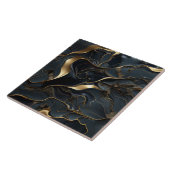 Elegant zwart en goudvloeistof Abstract Tegeltje (Zijkant)