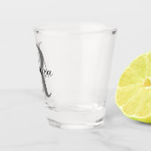 Elegant zwart en grijs minimalistisch monogram shot glas (Rechts)