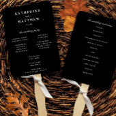 Elegant zwart en ivoor bruiloft ceremonie programm handwaaier