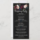 Elegant zwart en levendig bloemenhuwelijksprogramm (Achterkant)