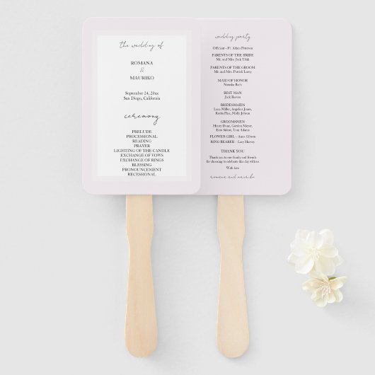 Elegant zwart en Lila minimalistisch Handwaaier (Voorkant en achterkant)