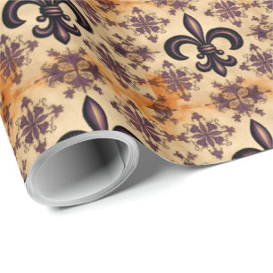 Elegant zwart en oranje patroon cadeaupapier