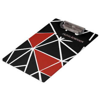 Elegant zwart en rood geometrisch patroon klembord