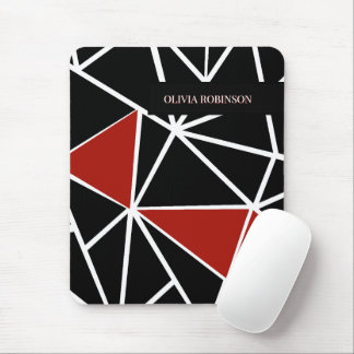 Elegant zwart en rood geometrisch patroon muismat