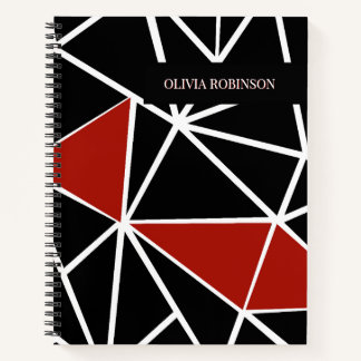 Elegant zwart en rood geometrisch patroon notitieboek