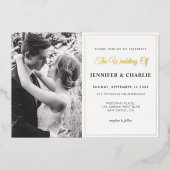 Elegant zwart en White Custom Photo Simple Script Folie Uitnodiging (Voorkant)