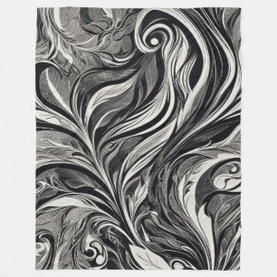Elegant - Zwart en Wit Abstracte Stroom Fleece Deken