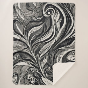 Elegant - Zwart en Wit Abstracte Stroom Sherpa Deken