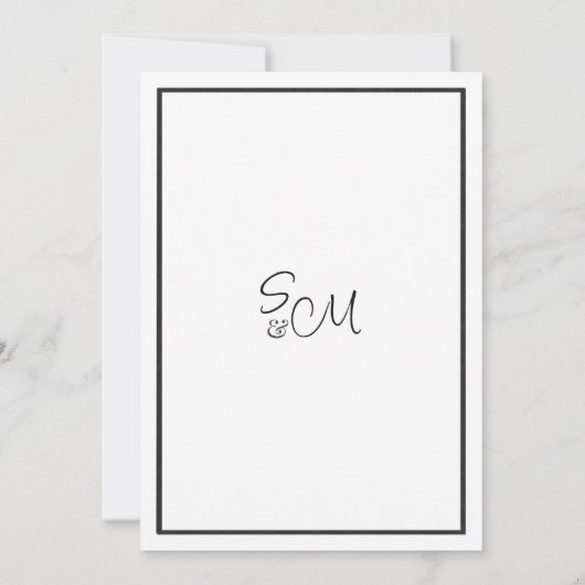 Elegant zwart en wit bloemenkant Save the Date Kaart (Achterkant)