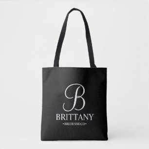 Elegant zwart en wit gepersonaliseerd Bridesmaid Draagtas