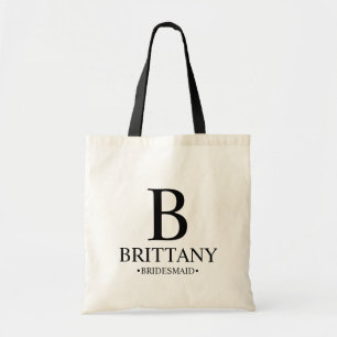 Elegant zwart en wit gepersonaliseerd Bridesmaid n Tote Bag
