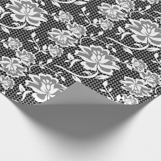 Elegant zwart en wit kant inpakpapier (Hoek)